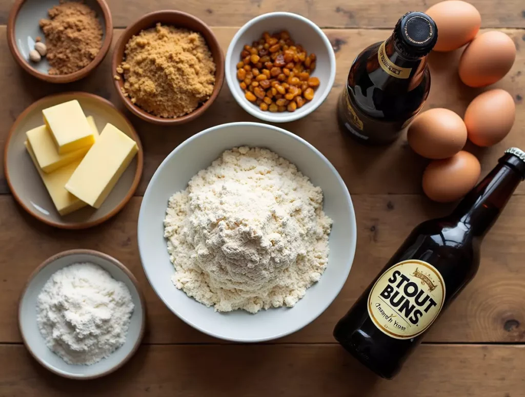 Ingredients for stout hot cross buns