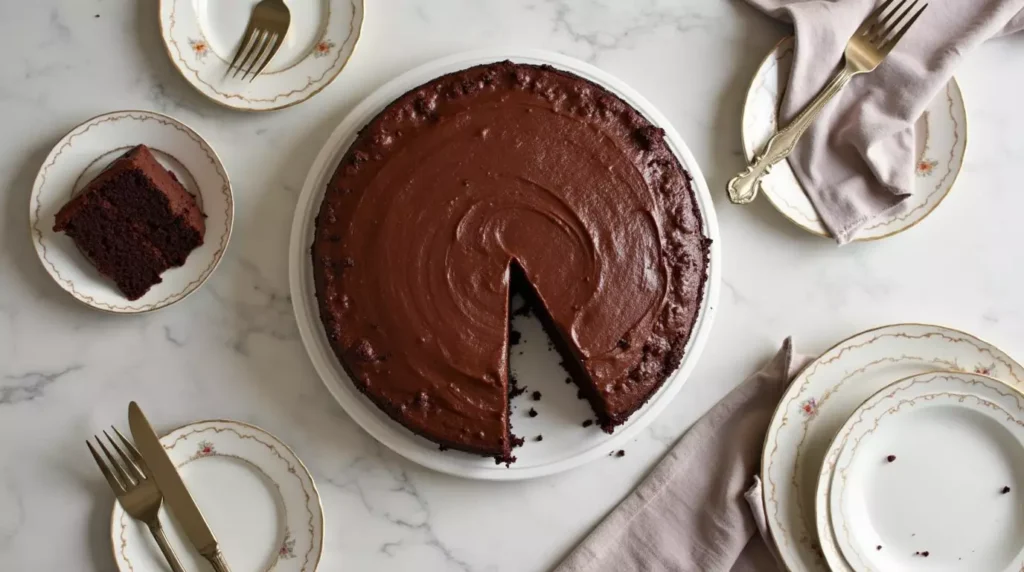 German chocolate pound cake sliced and served with napkins