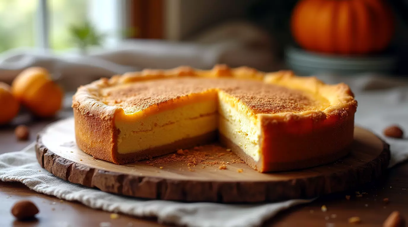 Pumpkin sopapilla cheesecake slices with golden cinnamon topping